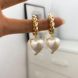 NEW 18K Gold Plated Love Heart Dangle Drop Earrings